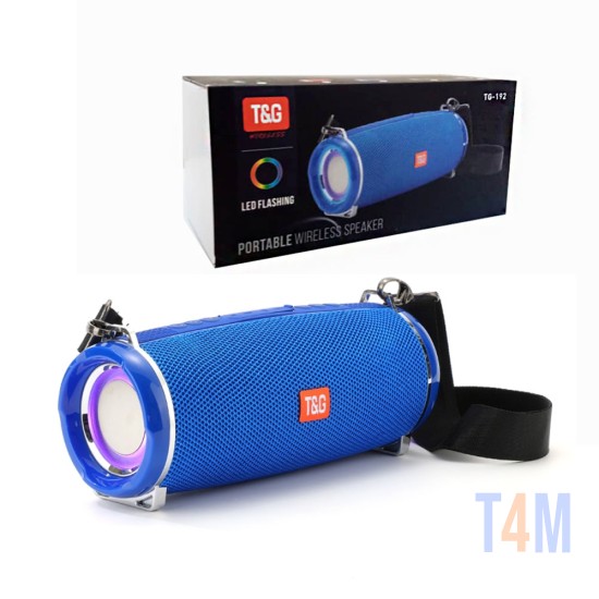 COLUNA DE SOM SEM FIO T&G TG-192 FM/AUX/USB 10Wx2 AZUL